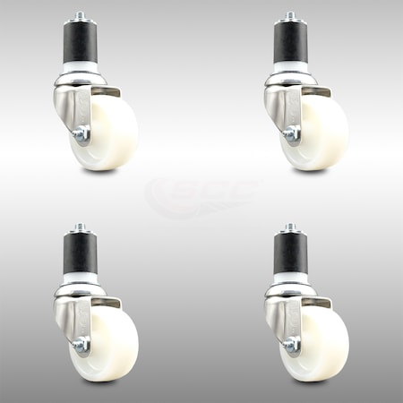 Service Caster 3 Inch 316SS Nylon Wheel Swivel 1-3/4 Inch Expanding Stem Caster Set SCC SCC-SS316EX20S314-NYS-134-4